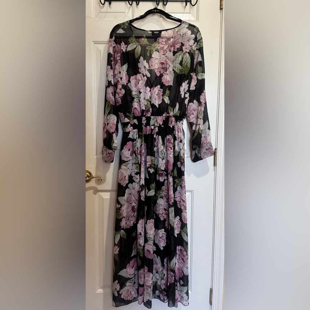 Alexa B Nites Black Elegant Floral Long Sleeve Maxi Dress in size 20W. - Picture 2 of 6